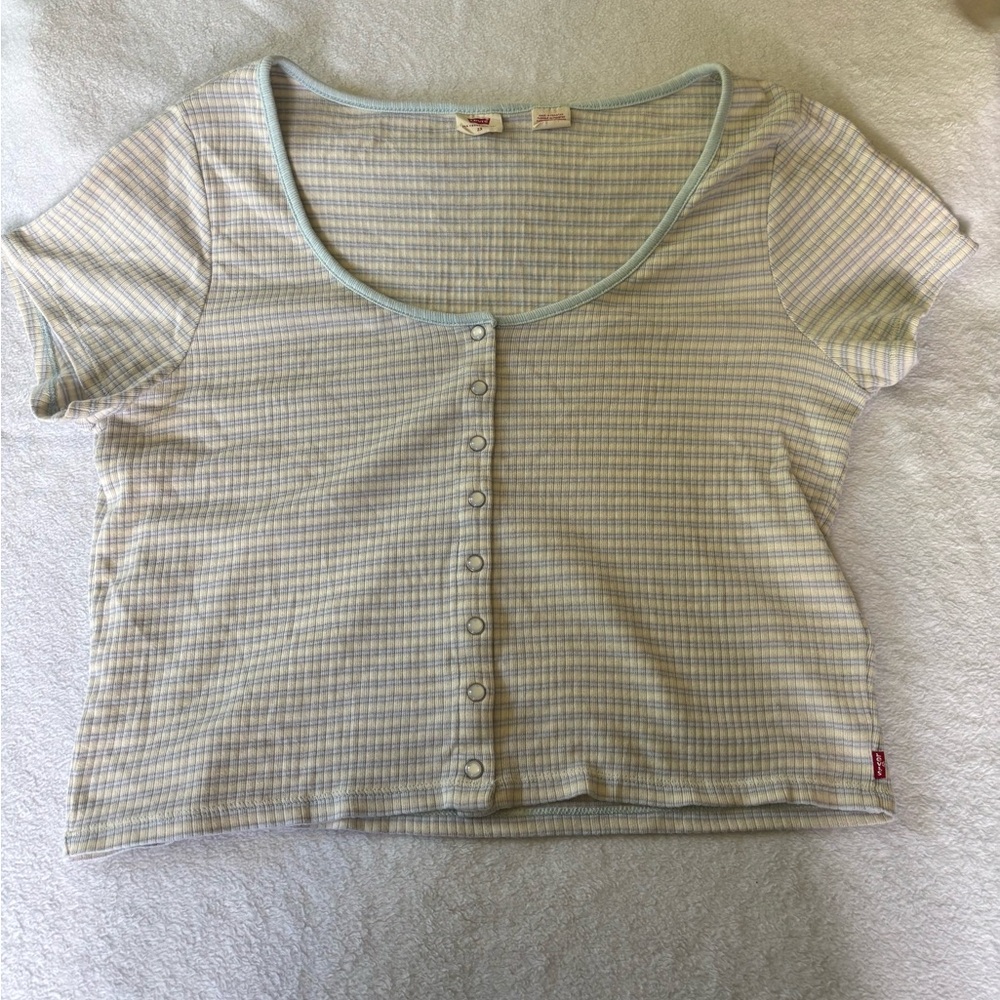 Levi's Blue and Cream Striped Tee